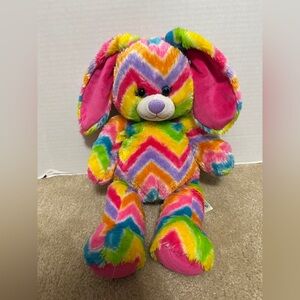 Build A Bear Chevron Colorful Rainbow Zig Zag Easter Bunny Rabbit Plush 16" 2014